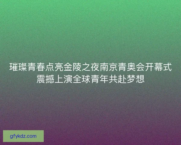 璀璨青春点亮金陵之夜南京青奥会开幕式震撼上演全球青年共赴梦想